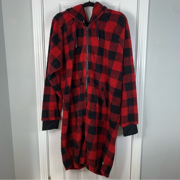 💛Chubbies Men The Lumberjack of All Trades Romper Red Buffalo Check Size XL - Picture 3 of 6